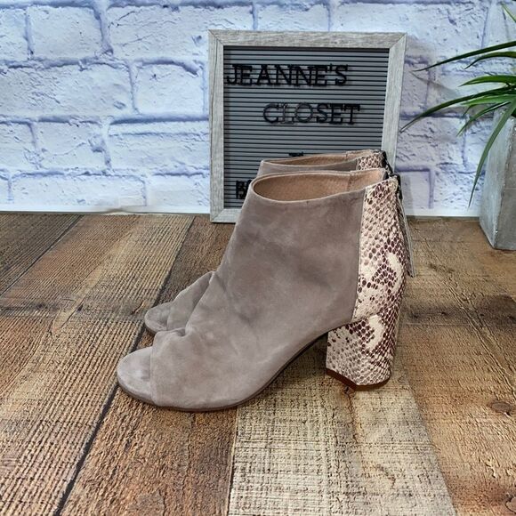 Seychelles Black Tie Peep Toe Ankle Boot - Taupe/Beige - Picture 7 of 11